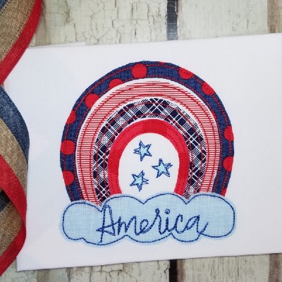 boho modern rainbow 4th july machine applique